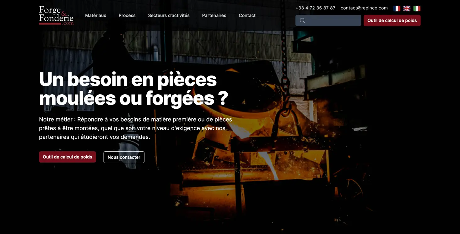 Page d’accueil du site Forge et Fonderie